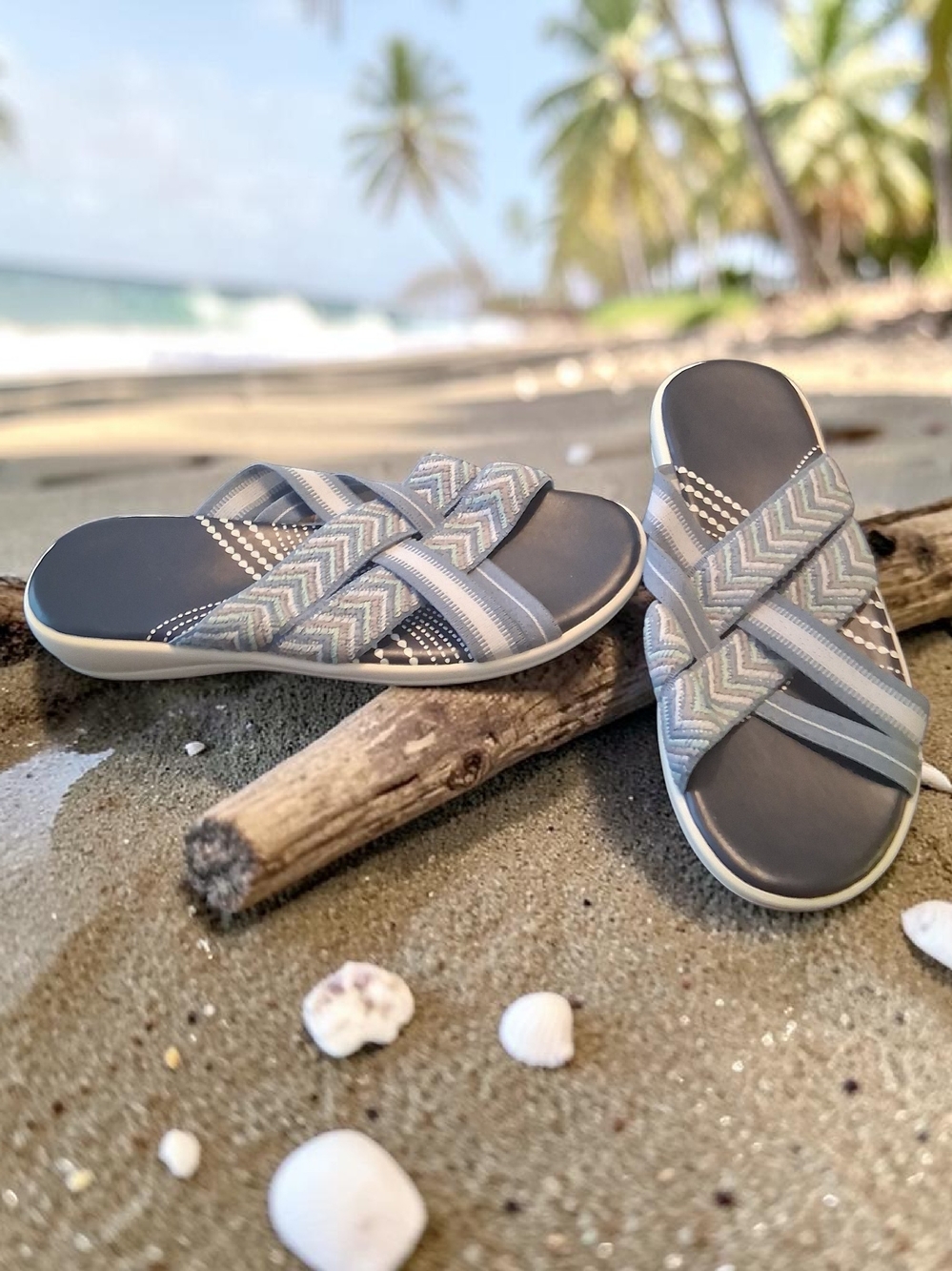 blue woven strap Summer Beach sandals Womens Shoes Size 8